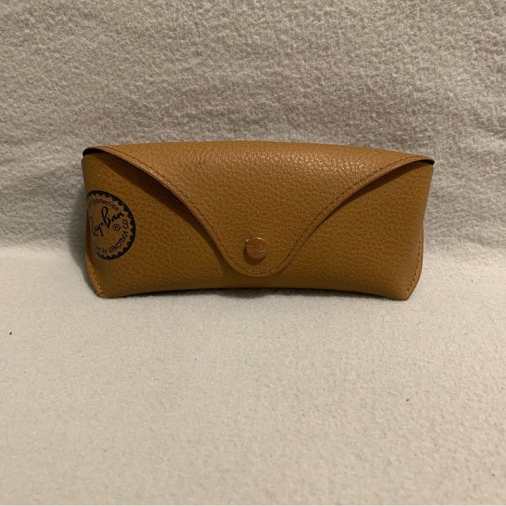 Ray-Ban Pebbled Faux Brown Leather Snap Button- Travel Sunglasses CASE ONLY